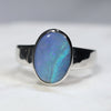 Australian Solid Boulder Opal Silver Ring - Size 6.5