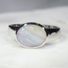 Australian Solid White Boulder Opal Silver Ring - Size 8