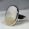Large Australian Solid Boulder Opal Silver Ring - Size 9