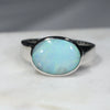 Australian Solid Boulder Opal Silver Ring - Size 7.25