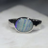 Australian Solid Boulder Opal Silver Ring - Size 9.5