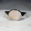 Australian Solid Boulder Opal Silver Ring - Size 9