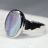 Australian Solid Boulder Opal Silver Ring - Size 7.5