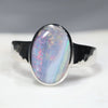 Australian Solid Boulder Opal Silver Ring - Size 7.5