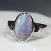 Australian Solid Boulder Opal Silver Ring - Size 7.5