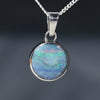 natural opal planet earth silver pendant