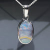 Natural Australian Boulder Opal  Silver Pendant with Silver Chain