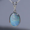 Natural opal sunset ocean silver pendant