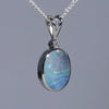 Natural Australian Boulder Opal and Diamond Silver Pendant with Silver Chain