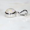 Natural Australian Boulder Opal and Diamond Silver Pendant with Silver Chain