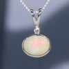 Natural Australian Boulder Opal and Diamond Silver Pendant with Silver Chain