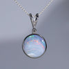 natural opal rainbow silver pendant