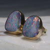 Natural Australian Boulder Opal Gold Earring Studs Code -GE202