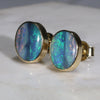 Natural Australian Boulder Opal 18k Gold Earrings