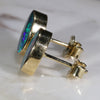 Natural Australian Boulder Opal 18k Gold Earrings