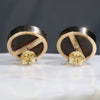 Large Natural Australian Boulder Opal Gold Earring Studs