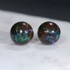 Natural Australian  8mm Boulder Opal Matrix Gold Earring Studs
