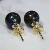 Natural Australian  8mm Boulder Opal Matrix Gold Earring Studs