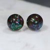 Natural Australian  8mm Boulder Opal Matrix Gold Earring Studs