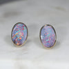 Natural Australian Boulder Opal  Gold Earrings