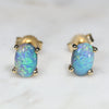 Natural Australian Black Opal Gold Earring Studs
