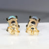 Natural Australian Black Opal Gold Earring Studs