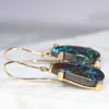 Natural Australian Boulder Opal Matrix and Diamond Gold Earring