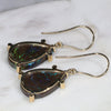 Natural Australian Boulder Opal Matrix and Diamond Gold Earring