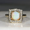 Natural opal crystal gold ring