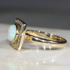 Natural Australian Crystal Opal and Diamond Gold Ring - Size 6.5