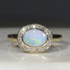 Natural Australian Boulder Opal and Diamond Gold Ring - Size 7