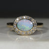 Natural Australian Boulder Opal and Diamond Gold Ring - Size 7