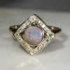 Natural Australian Boulder Opal Gold and Diamond Ring