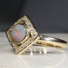 10k Gold - Solid Boulder Opal - natural Diamonds