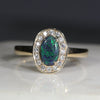 Natural black opal mysterious green gold ring