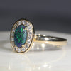 Natural Australian Black Opal and Diamond Gold Ring -Size 6.5