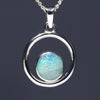 Natural opal green meadow silver pendant 