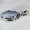Natural Australian Boulder Opal and Diamond Silver Pendant with Silver Chain