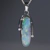 Natural opal forest silver pendant
