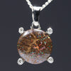 Natural opal base chakra silver pendant