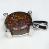 Natural Australian Boulder Opal and Diamond Silver Pendant with Silver Chain