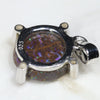 Natural Australian Boulder Opal and Diamond Silver Pendant with Silver Chain