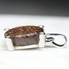 Natural Australian Boulder Opal and Diamond Silver Pendant with Silver Chain