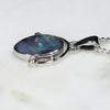 Natural Australian Boulder Opal and Diamond Silver Pendant with Silver Chain