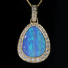 Natural opal throat chakra 18k gold pendant