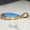 Beautiful  Natural  Australian Boulder  Opal  and Diamond 18k Gold Pendant