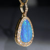 Beautiful  Natural  Australian Boulder  Opal  and Diamond 18k Gold Pendant