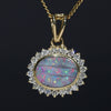 Natural opal colour flashing 10k gold pendant
