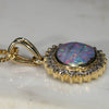 Stunning Natural Australian Boulder Opal and Diamond Gold Pendant (6mm x 4mm) Code -GP092