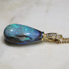 Natural Australian Boulder Opal and Diamond Gold Pendant